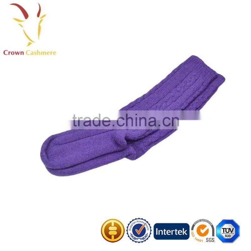 100% cashmere socks cable knit knee socks