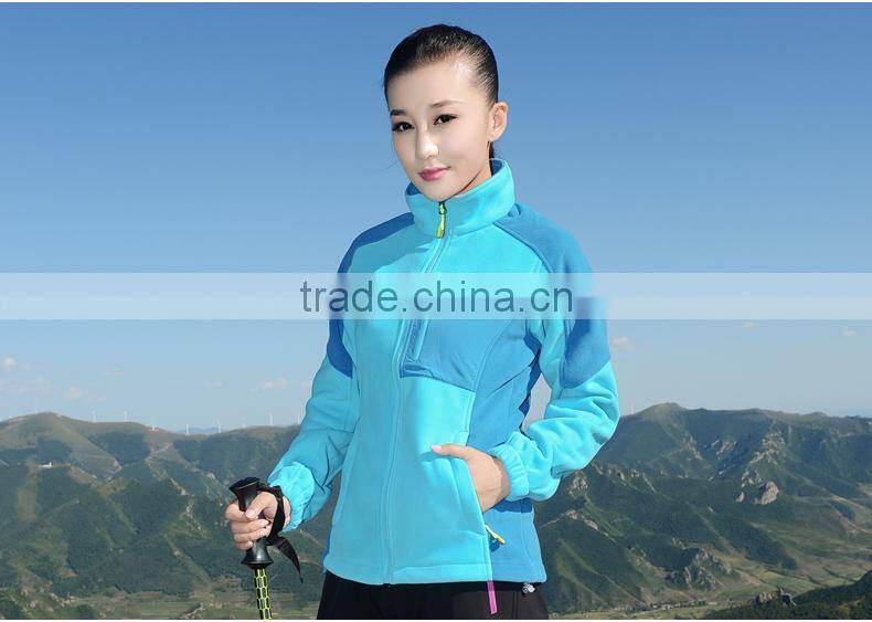 Oem outdoor breathable polar women stand collar fleece jacket