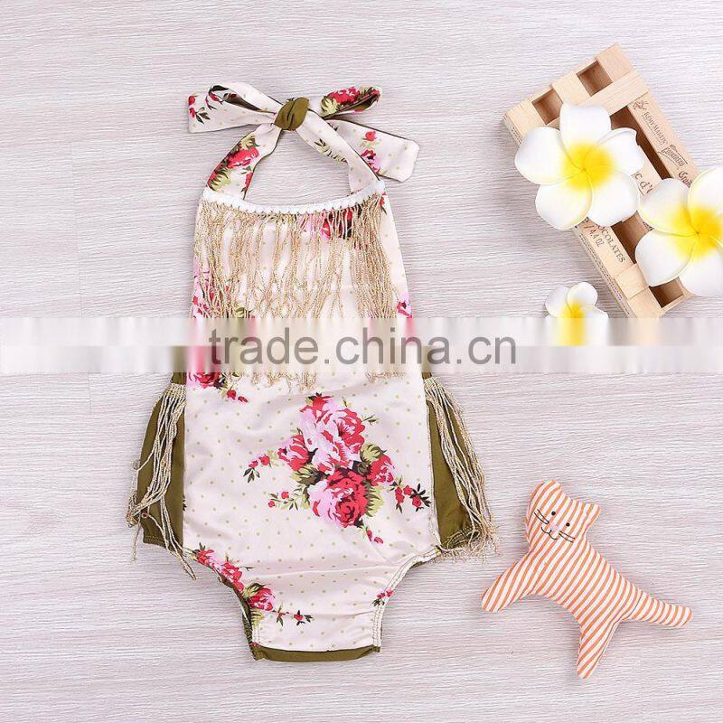 S60697B 2017 New Summer Newborn Baby Girl Floral Romper Sleeveless BacklessJumpsuit