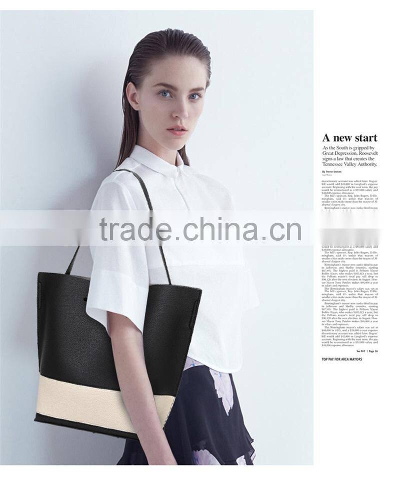 China Alibaba Designer Women Leather Handbag Contrast Shoulder Bag Fashion Style Top-Handle Female Casual Totes Bags