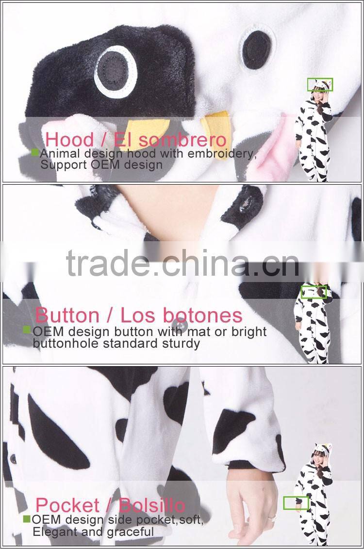 Women cow printed fleece onesie with hood