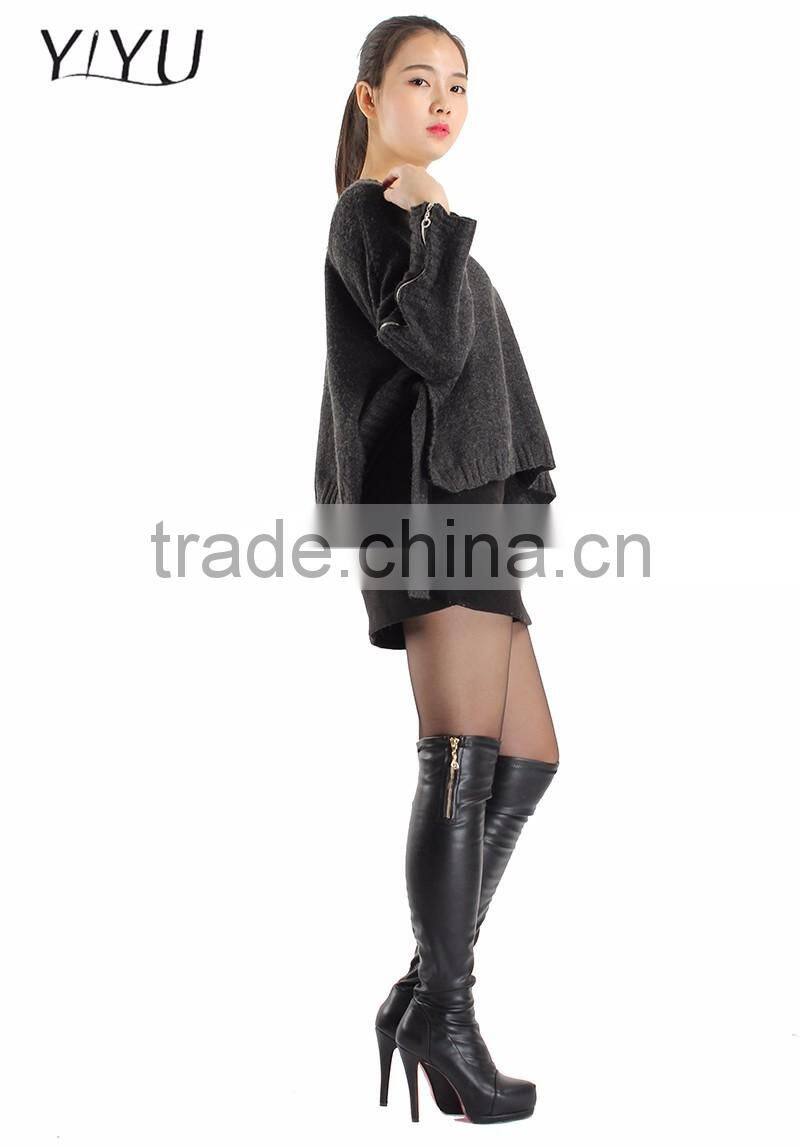 customized 2017 fashion ladies zipper sleeve pullover sweater