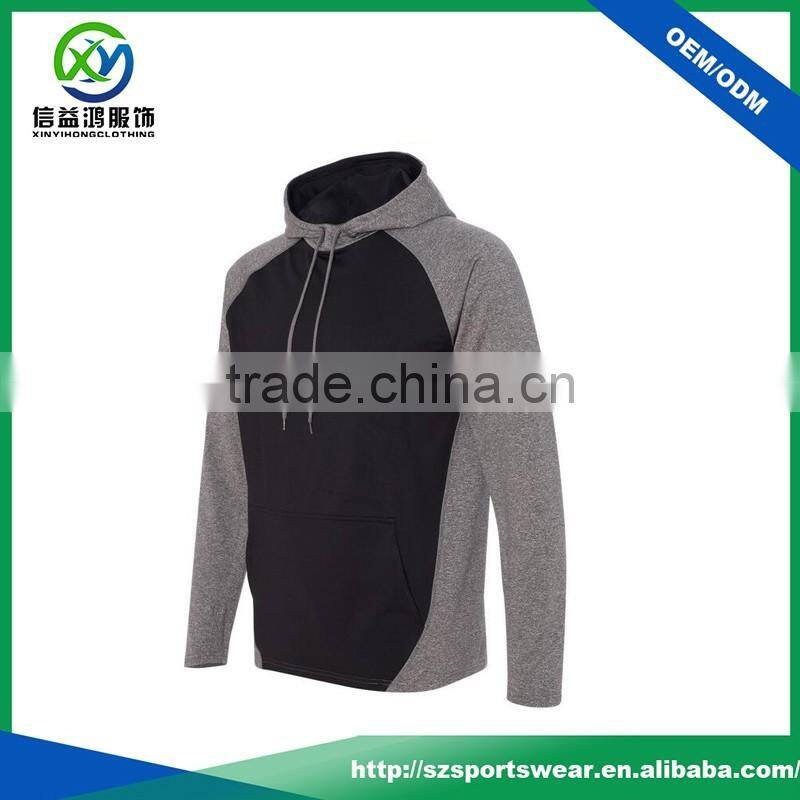 High Quality Cotton Contrast Color Men's Hooded Pullover Sweatshirt With Flat Bottom Design