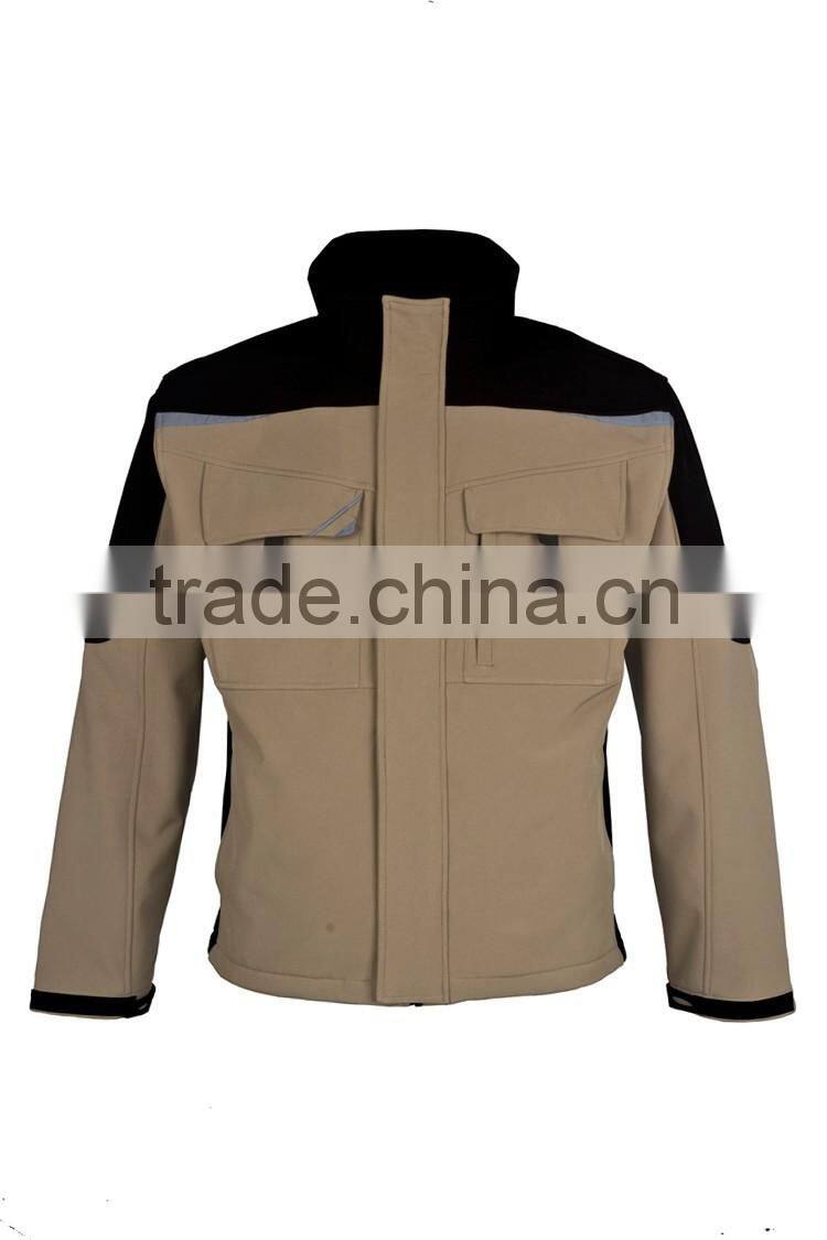 Mens contrast color new cargo heavy duty softshell work coat