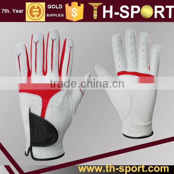 White Red Durable Anti Slip Gloves Women Golf