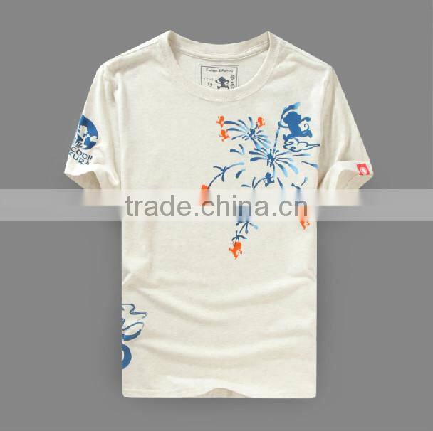 high quality 100%cotton thin printing round neck t-shirt