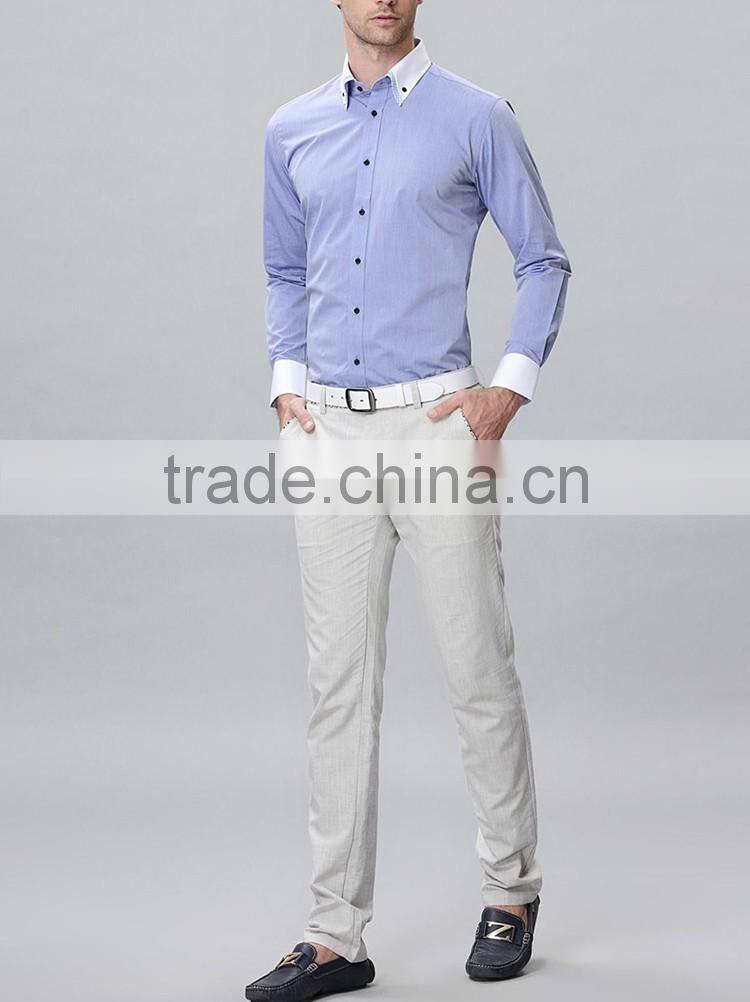 Long sleeve double collar fancy shirts for men wholesale men's shirts