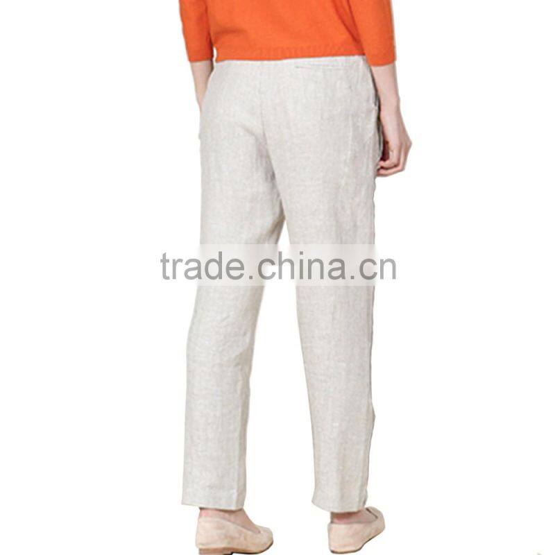 2016 Customized women stylish Breathable linen casual pants pattern