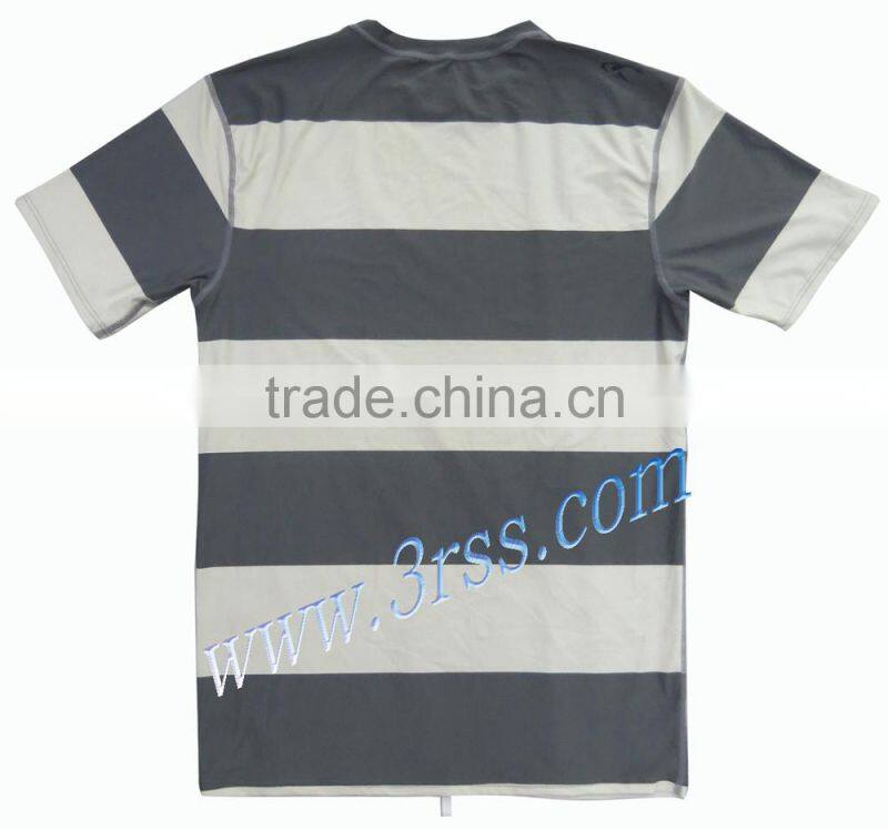 Flat lock stitching men rash Tee Shirts with UPF50+
