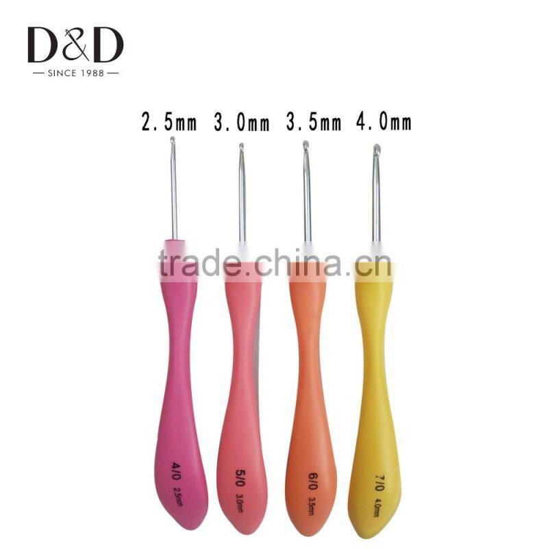 D&D Super Quality 8pcs/set Colorful Plastic Handle Aluminum Crochet Hook Knitting Needles Weave DIY Crafts Sewing Tools 8 Sizes