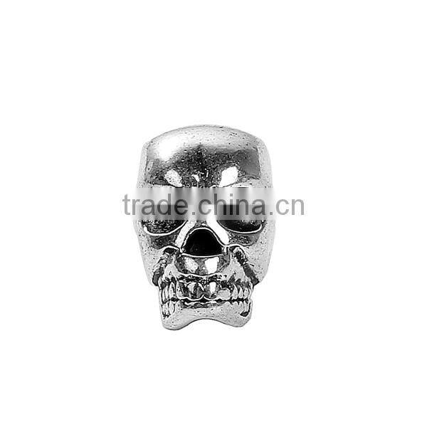 Zinc Based Alloy 3D Spacer Beads Skull Antique Silver