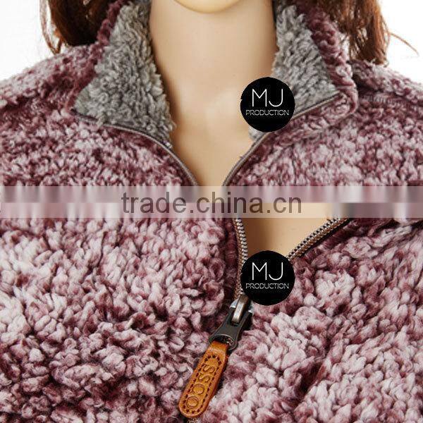 Wholesale Womens 1/4 Zip Frosted Fleece Pullover