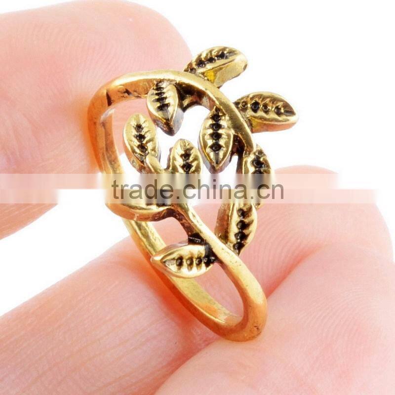 Laurel Branch Statement Leaf Rings Gold Plated Minimalist Jewelry Resizable