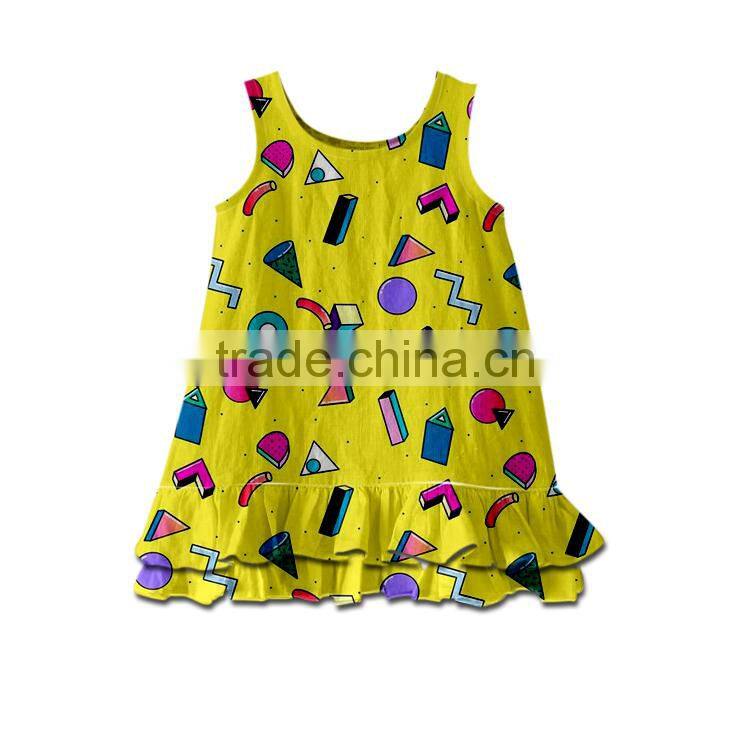 Children's summer printed with beautiful pattern of short sleeves lovely cotton wholesale skirt