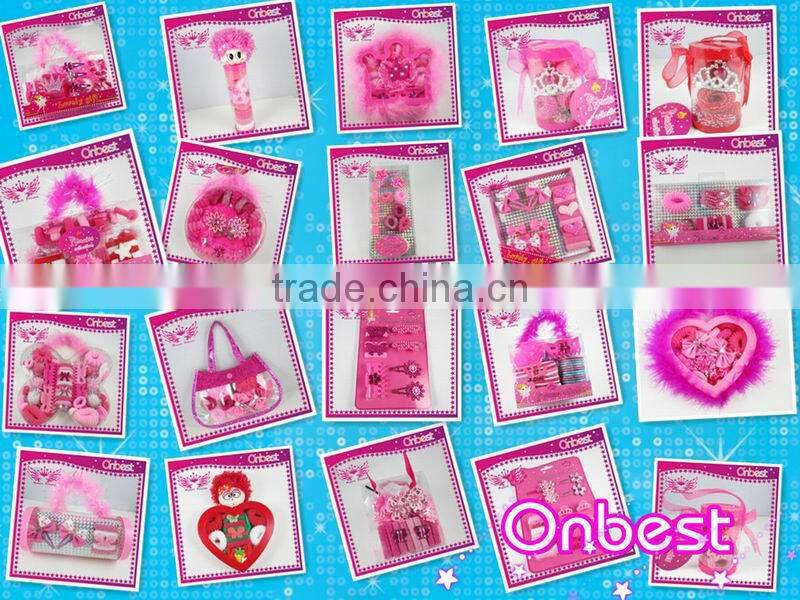 handmade hair accessory set with pvc box for baby girls