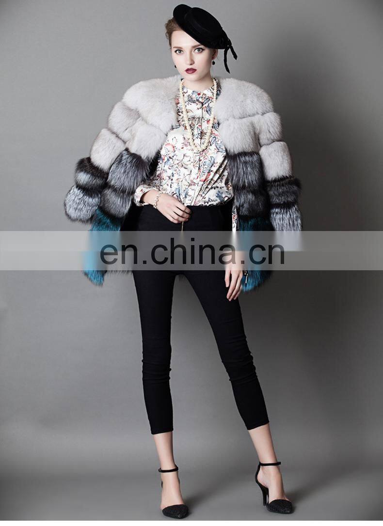 2016 Top Grade Elegant Luxury Winter Warm Real Fox Fur Coat Jacket