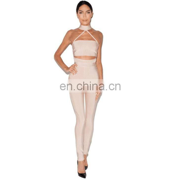 2016 Gauze sleeveless jumpsuit bare midriff jumpsuit backless jumpsuit