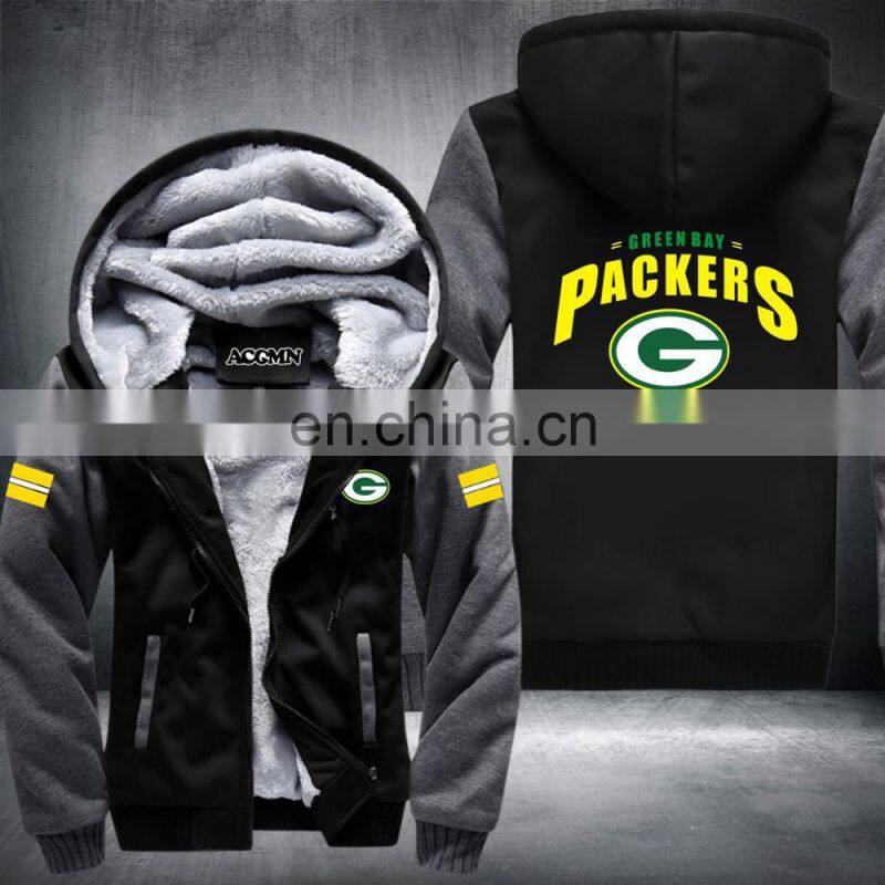 Football Bay Packers Zipper Thicken outdoor Hoodie sports Jacket