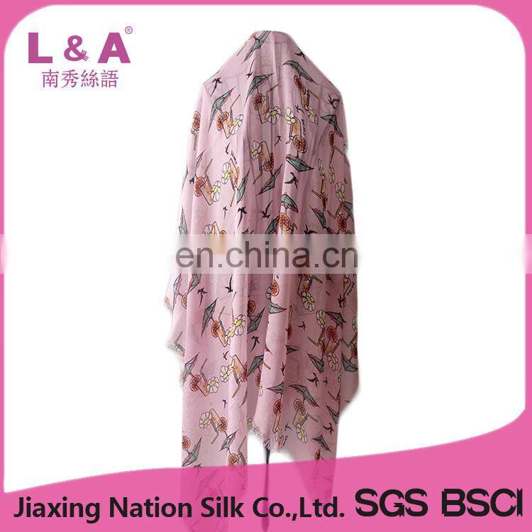Women digital printing modal beach scarf sarong in summer