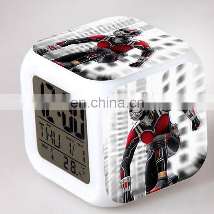 Amazon hot seller 7 colors changed Digital Thermometer led cube alarm clock