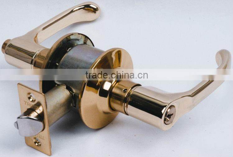 3421PB-ET:TRUST ANSI Grade 3 Cylindrical Entrance Lever Lock With Brass Cylinder