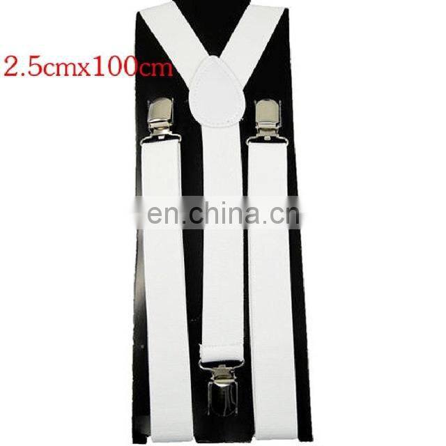 New Mens Womens Unisex Clip-on Suspenders Elastic Y-Shape Adjustable Braces Solids 25*100cm Colorful