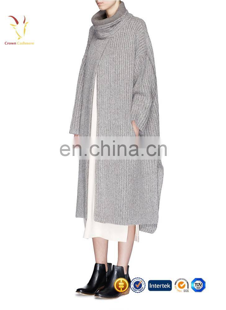 Long Turtleneck Cashmere Poncho Pattern Coat for Women Winter