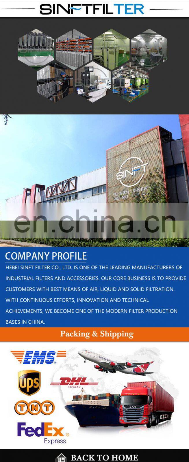 Pilot hydraulic transmission filters manufacturer D125G03A