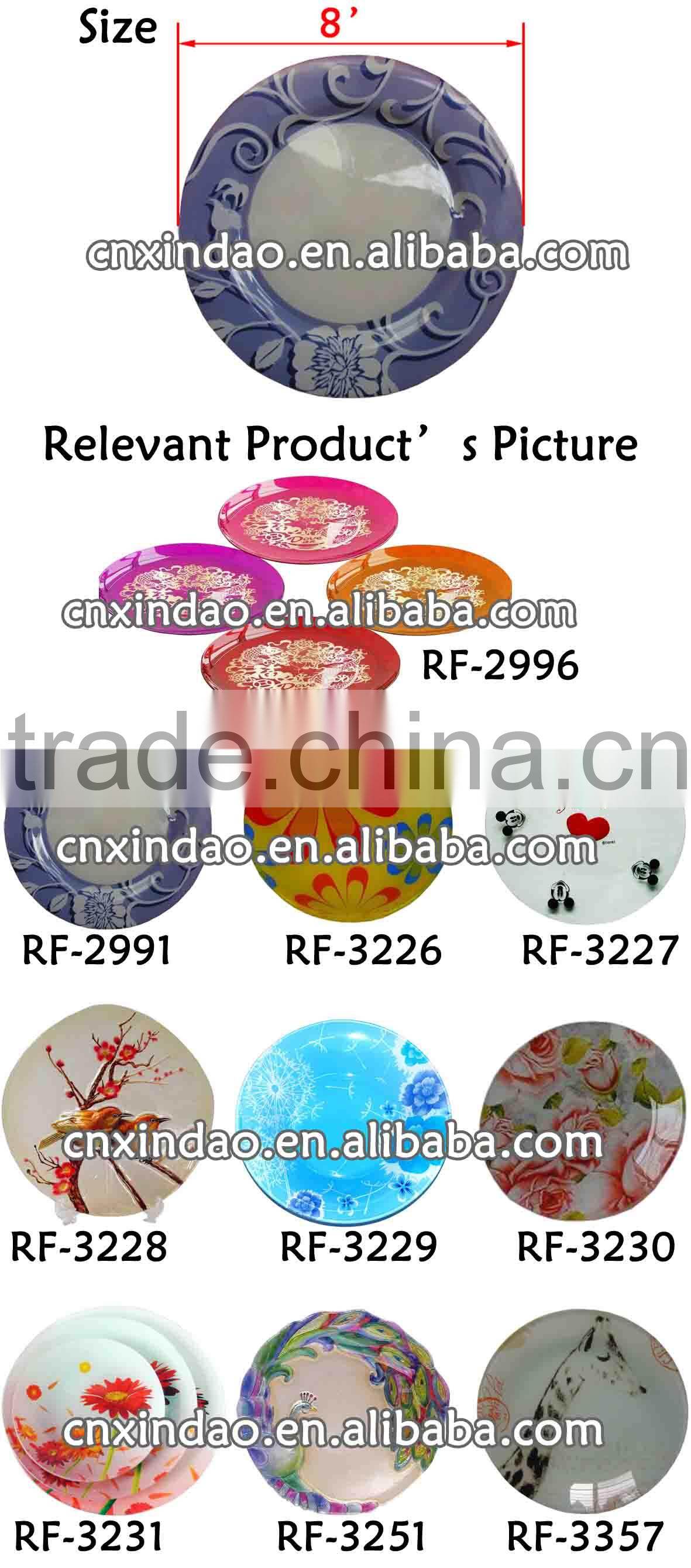Wholesale Oversized Flower Print Clear Glass Pizza Plate Made In China for Daily Use