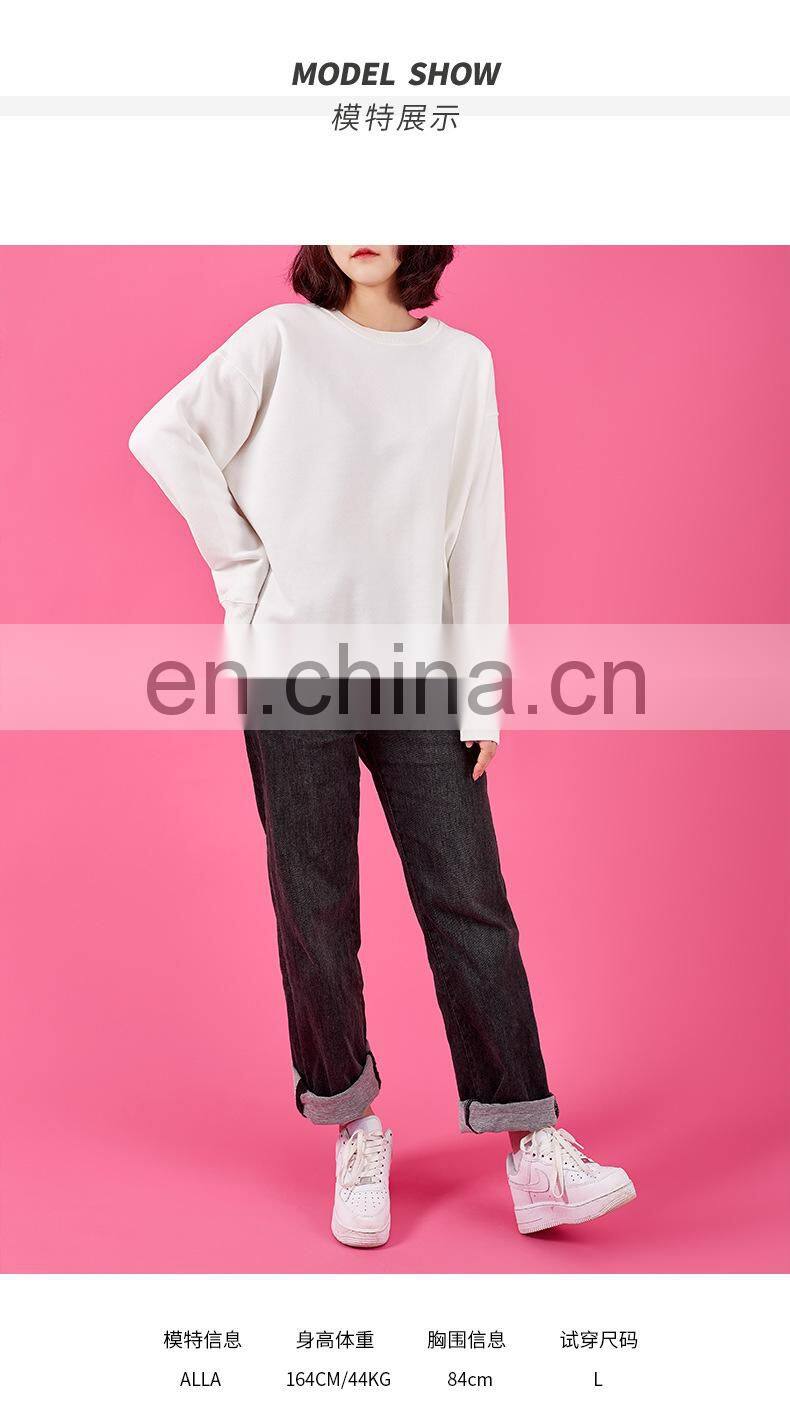 2021 autumn and winter new warm Korean round neck solid color fashion trend loose ladies pullover sweater