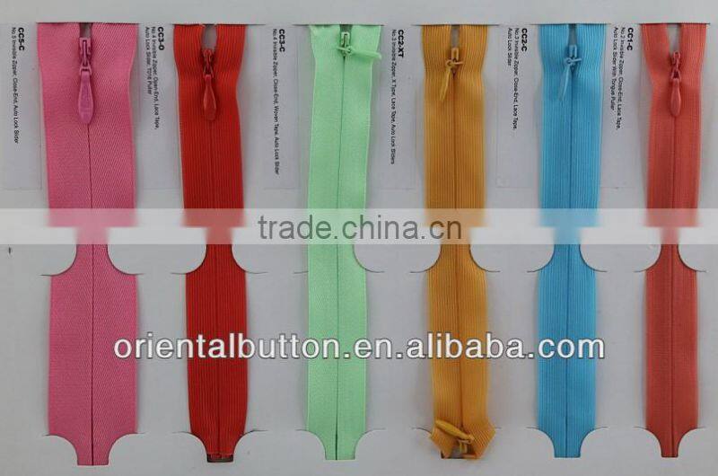 High quality KCC zippers dyeable tape KCC invisible zipper for close -end