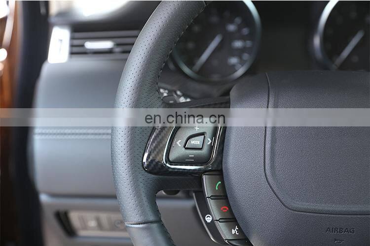 New! Carbon Fiber Style ABS Plastic Accessories For Land Rover Range Rover Evoque Steering Wheel Button Cover Trim