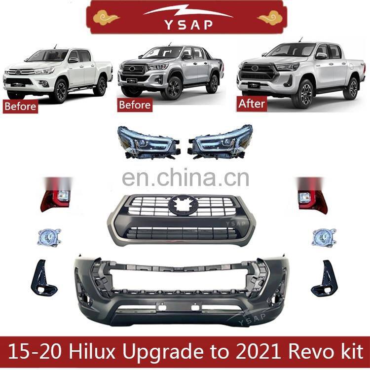 New arrival high quality facelift body kit front bumper headlight tail lamp for 2015-2020 Hilux upgrade to 2021 revo body kit