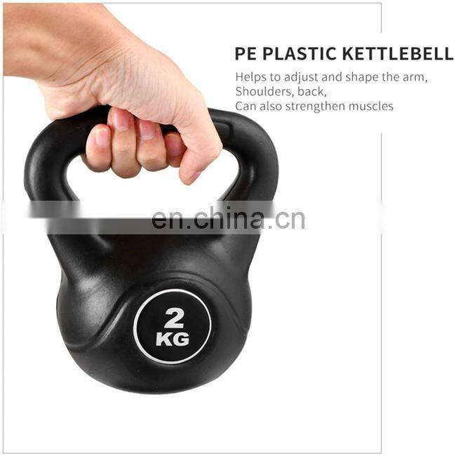 Durable vinyl and filled with cement plastic kettlebells set
