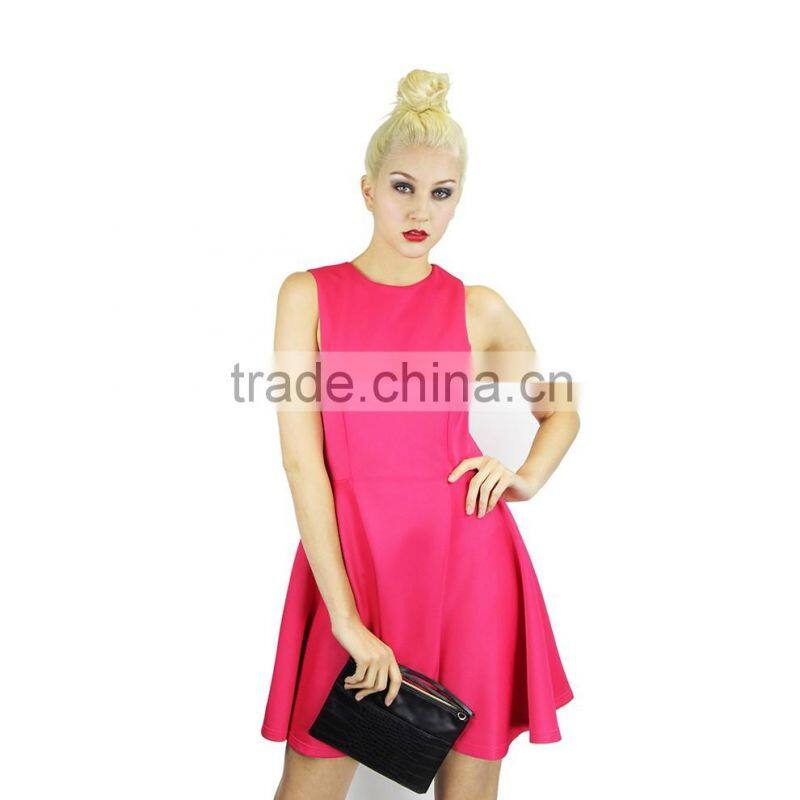 Flare Design Fashion Dress Summer Casual Dress Stretch Knitted Fabric Sleeveles evening Dress
