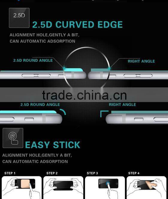 best selling 2015 mobile phone protective film 2.5D 0.33mm privacy tempered glass screen protector for iphone 6