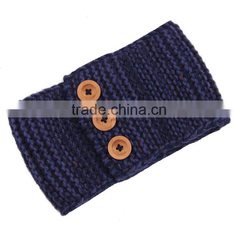 Fashion Trendy Girls Headband with Buttons Knitting Hair Accessories for women