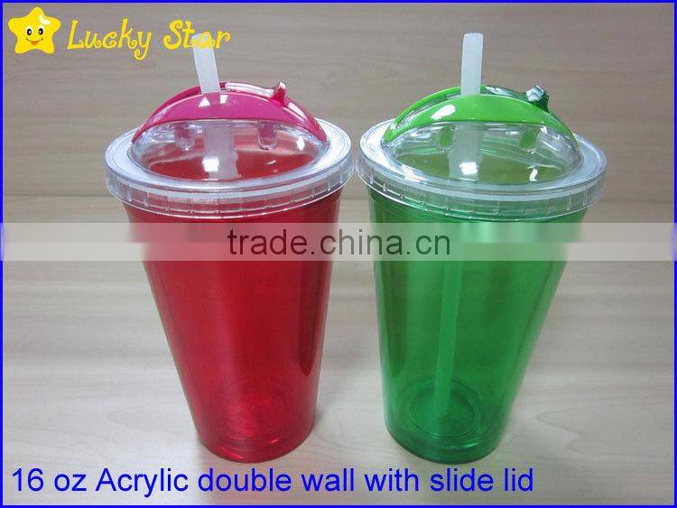BPA free AS tumblers cups with slide lids and silicone straw FDA standard