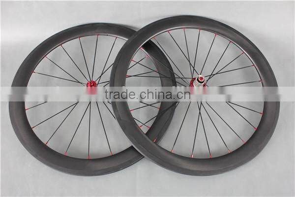 Full carbon fiber road bike wheelset red R13 hubs carbon bike wheels W56T