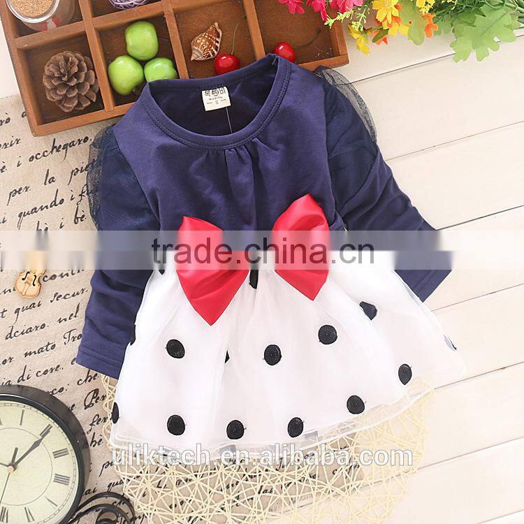 bow knot and dot dresses fall kids clothing