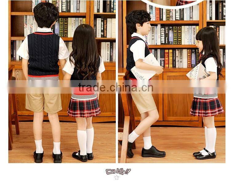 lovely Japen style elegant vest sweater school uniform students clothing set V neck children clothing for 100-180cm kids wear