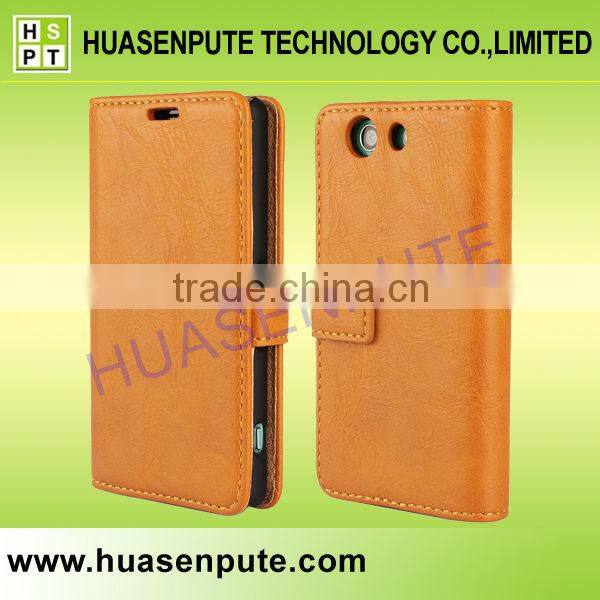 2015 Stylish High Quality Retro Book Style Leather Case for Sony Xperia Z3 Mini