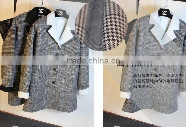 Plover case grid fabrics TR polyester/cotton elastic fabric all around women's jackets