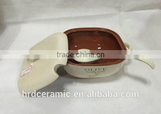 Stocked small ceramic Porcelain Soup Tureen with lid