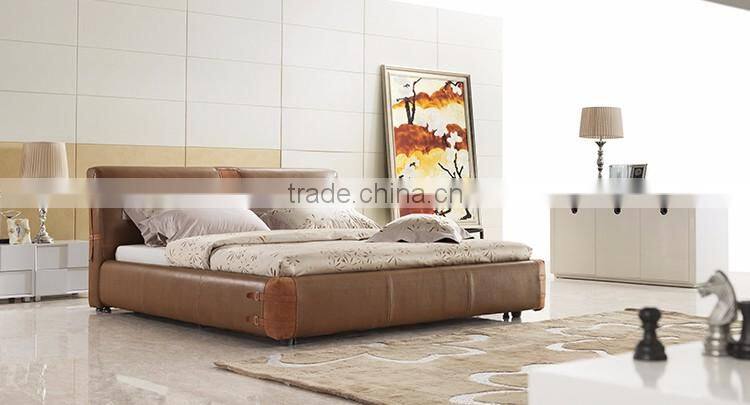 Customized Modern European Style Purple Leather Commercial Hotel Bed
