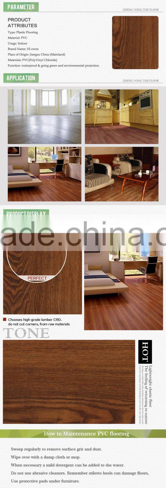 Woodtick plastic flooring for indoor by Zhengyoung Flooring 2.5mm