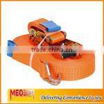 Rubber handle 2" 50mm width cargo strap J metal hooks /2inch cargo lashing 5000bs