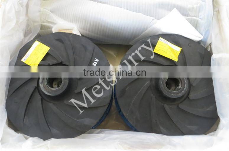 Rubber slurry pump impeller with erosive resistance