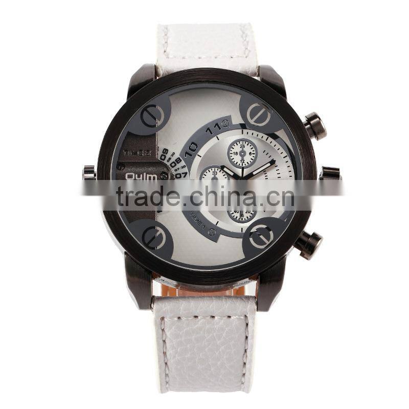 Oulm brand HP3130 japan movement quartz watch, dual time watch, unisex watch cheap
