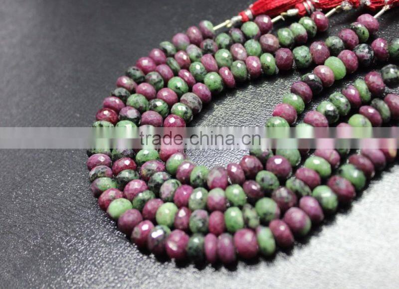 AAA QUALITY RUBY ZOISITE FACETED RONDELLE LOOSE GEMSTONE BEADS